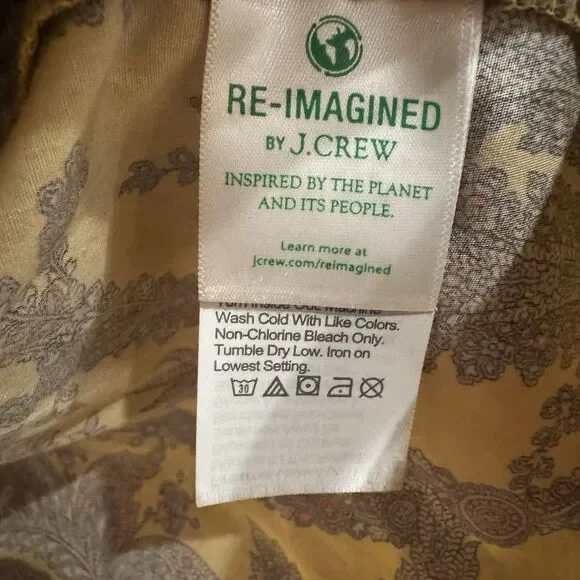 J. Crew Collection Tie-Neck Cotton Poplin Top in Ratti Golden Paisley XL - Picture 12 of 13